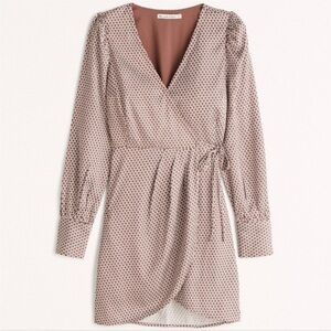 ABERCROMBIE Mini Wrap Dress in Brown Pattern